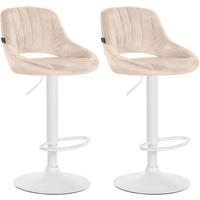 BARHOCKER 2er Set Samt creme - Creme/Weiß, Textil (47/85/48cm) - CLP