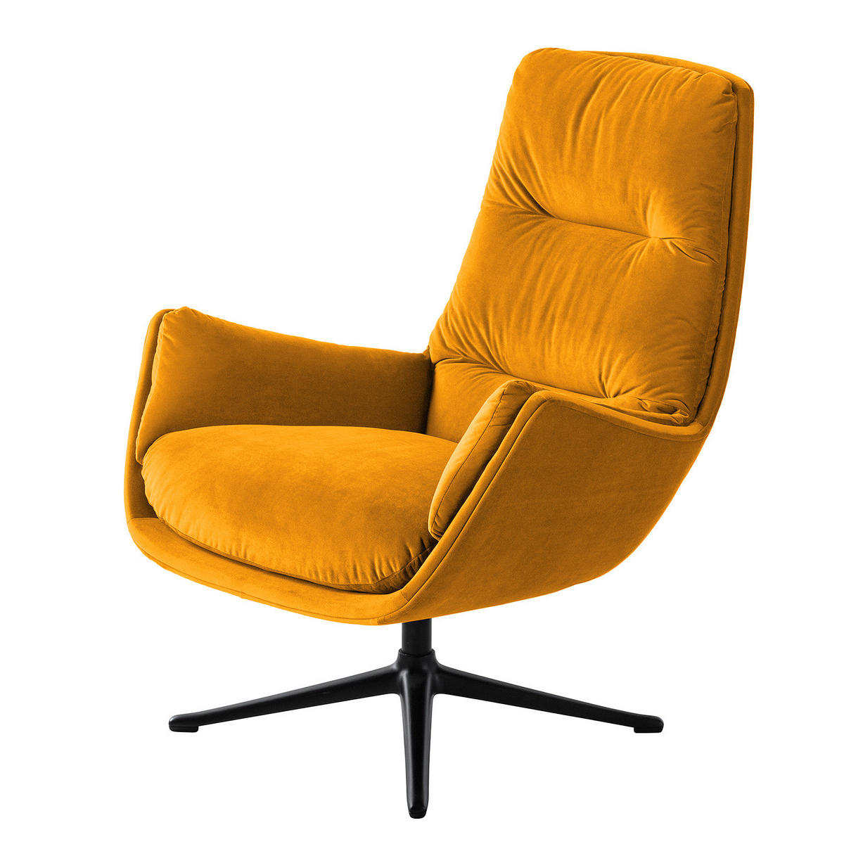 SESSEL mit Kreuzfuß - Gelb/Schwarz, Textil/Metall (83/95/97cm) - home24