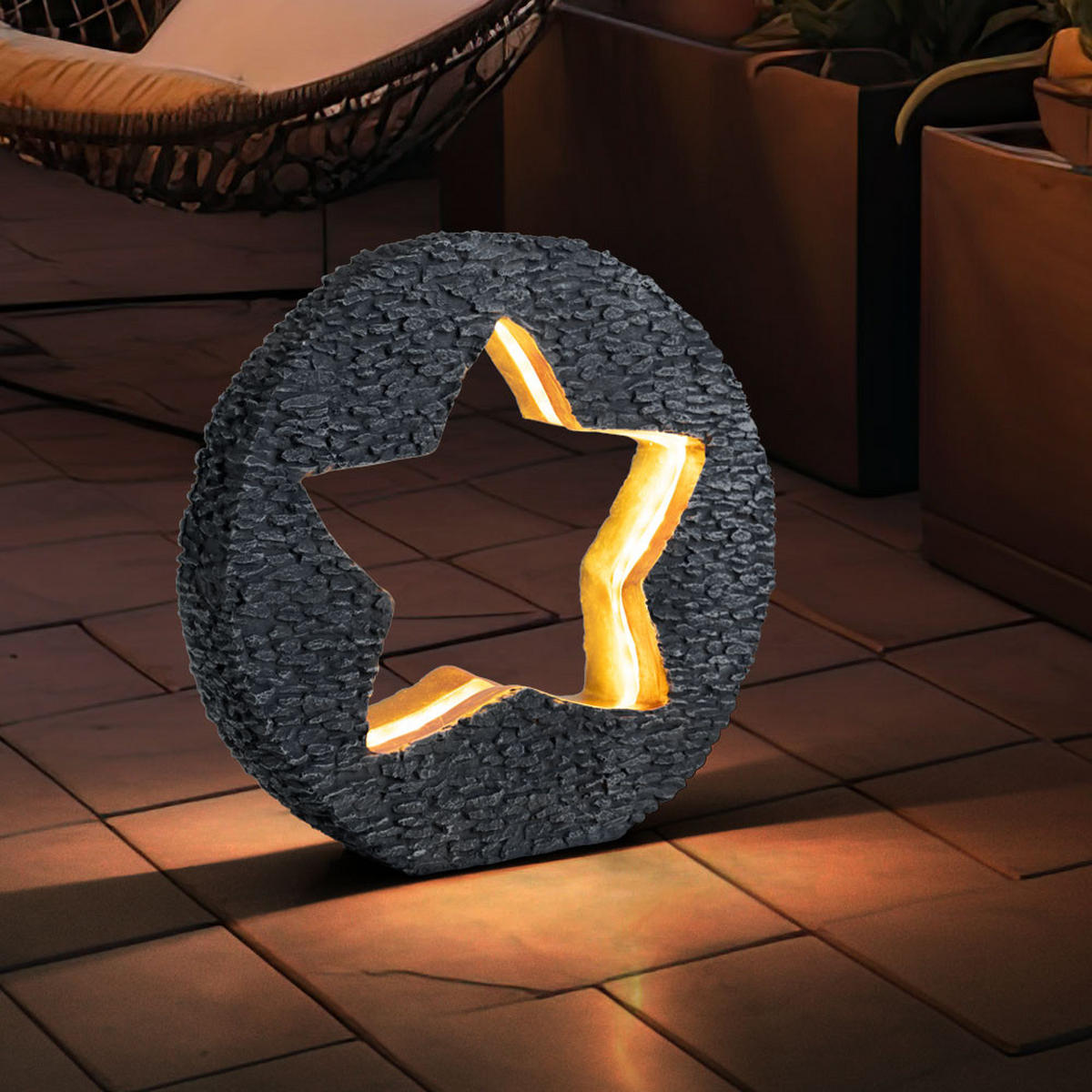 LED AUSSENLEUCHTE Steinoptik Grau Gold - Grau, Kunststoff (31/8.5/29.5cm)