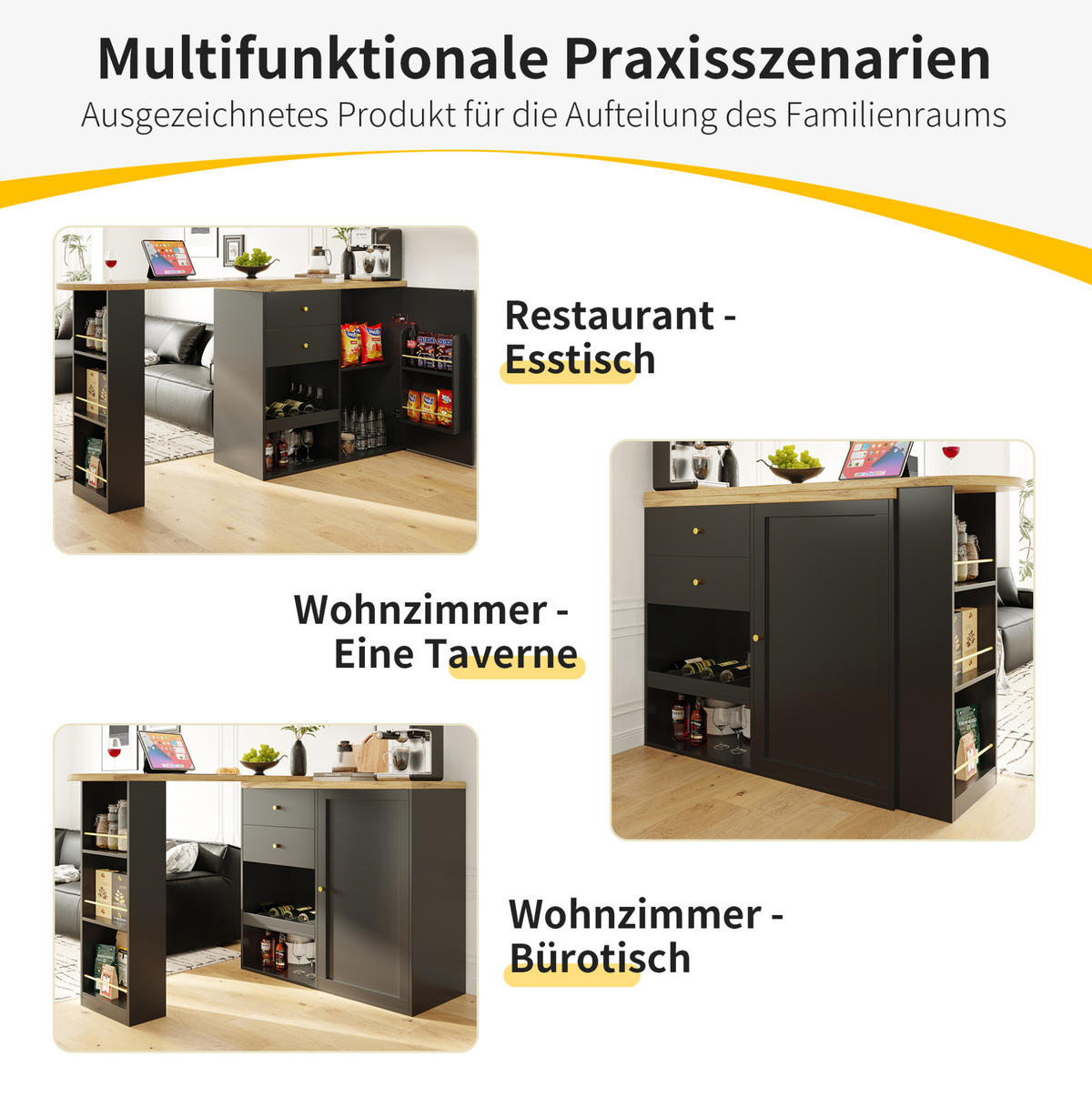 SCHRANK mit drehbaren Seitenregalen 105 x 39 x 102 cm Schwarz - Schwarz, Holz (39/104/138cm) - Beauniv