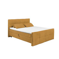 BOXBETT Breitcord, 7-Zonen-Tonnentaschen-Federkernmatratze, HR-30 Topper, Bettkasten - Gelb/Schwarz, Holz/Kunststoff (180/200cm) - ed exciting design