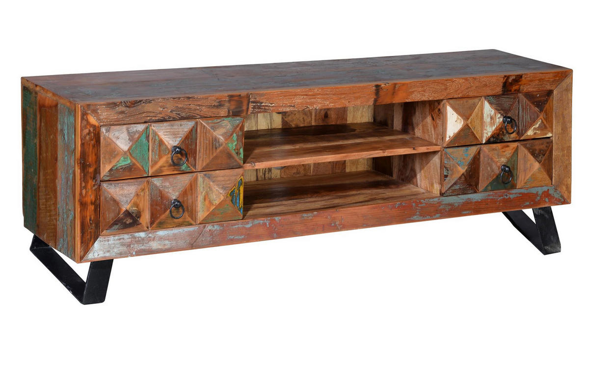 TV-SCHRANK aus recyceltem Holz - Chromfarben, Holz (155/55/40cm) - Giner y Colomer