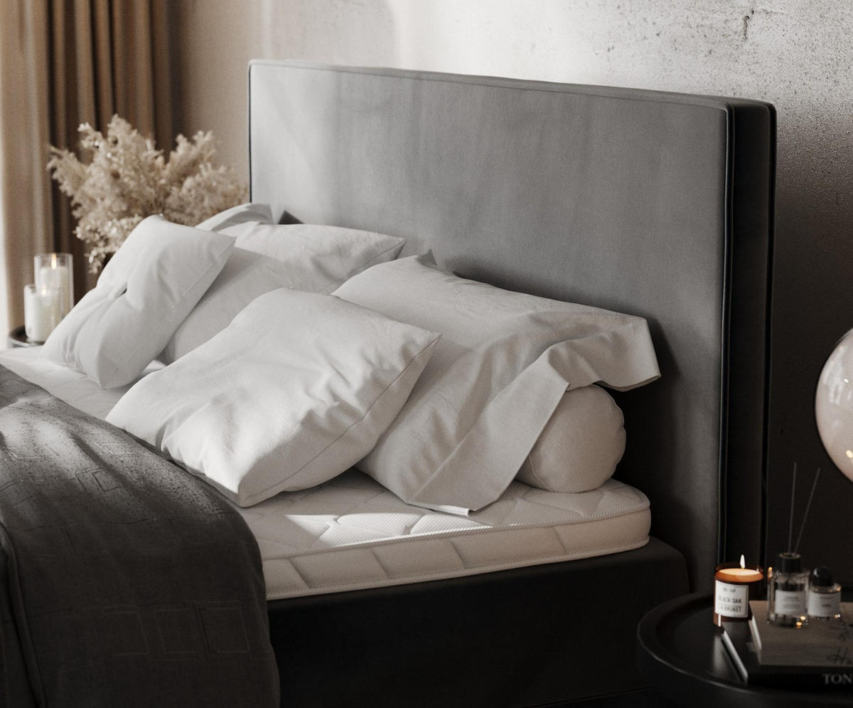 BOXBETT Velma 180/200 cm Anthrazit im Paros Stoff - Anthrazit/Schwarz, Holz/Holzwerkstoff (180/200cm) - AltaBeds