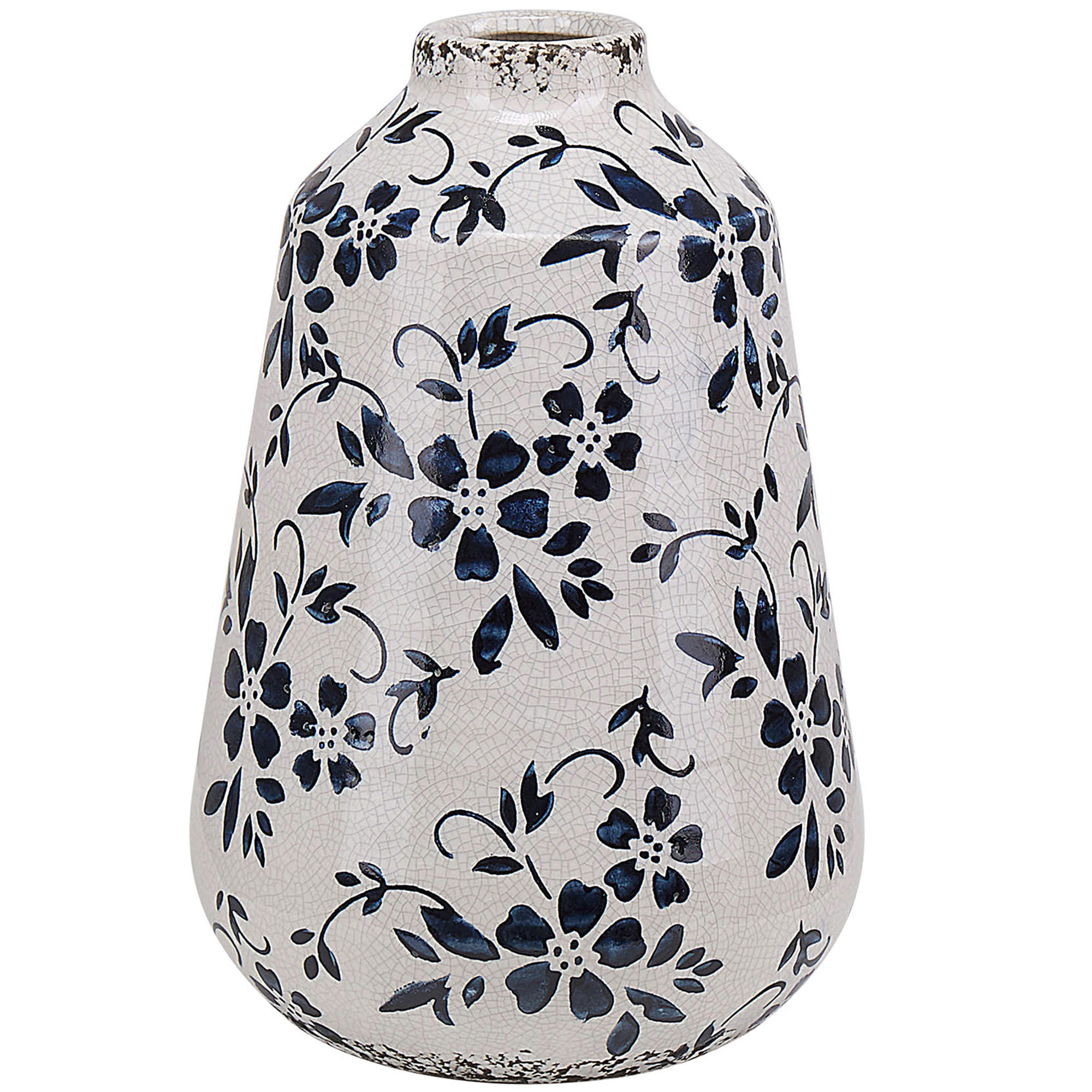 BLUMENVASE Steinzeug weiß Maroneia - Weiß, Stein (20cm) - Beliani