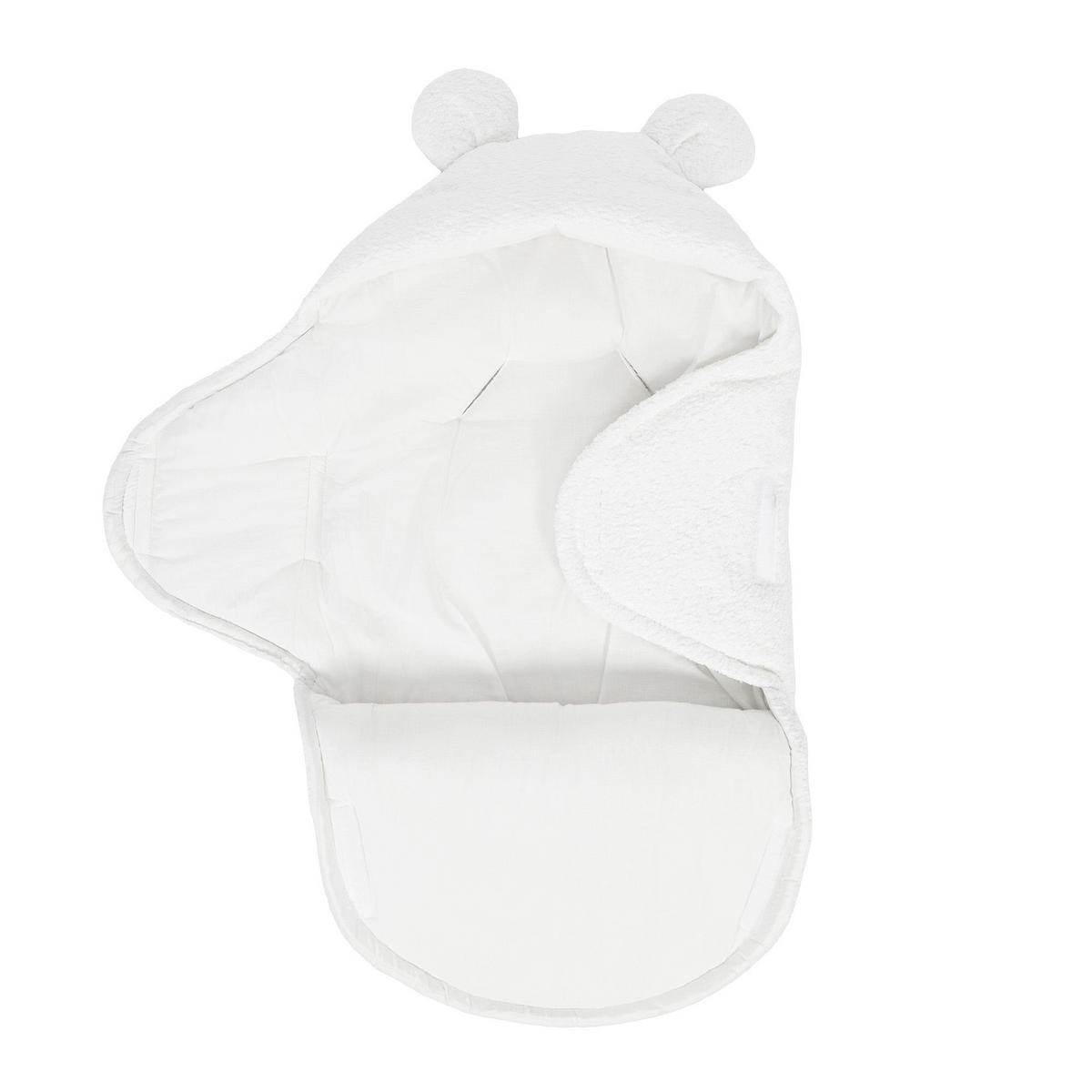 EINSCHLAGDECKE für Babys mit Teddyohren aus Bouclé in Creme-Weiß - Weiß, Textil (45/80cm) - MeowBaby