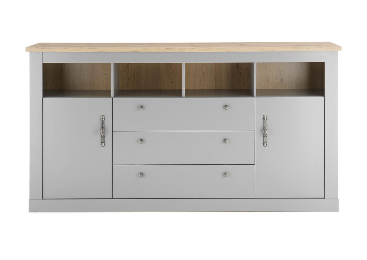 SIDEBOARD C14 Light Gray & Artisan Eiche 198/104/44 cm Landhaus - Grau, Holzwerkstoff (198/104/44cm) - Livojo