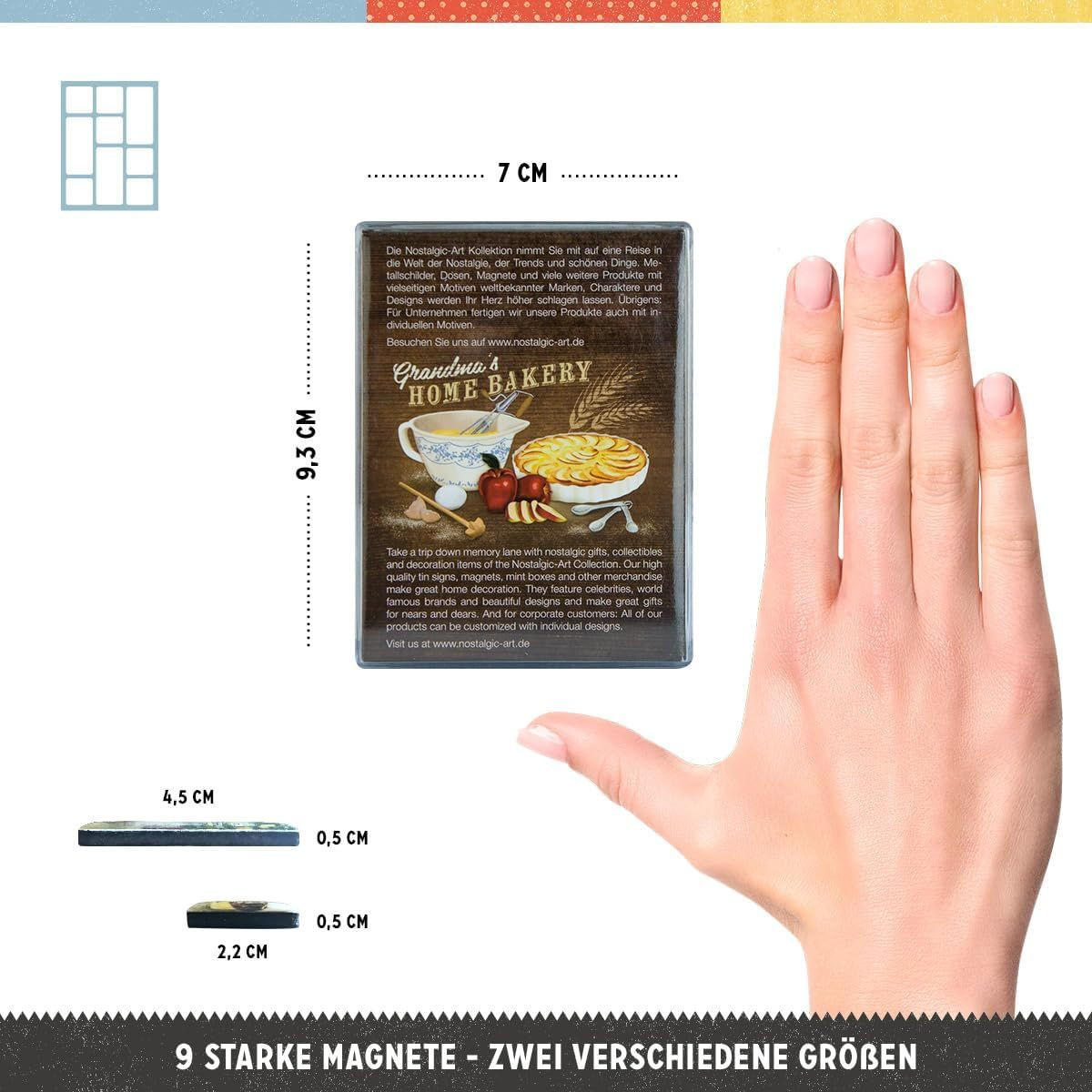 MAGNETSET 9-teilig Home Bakery - Multicolor, Metall (9/7/2cm) - Nostalgic-Art