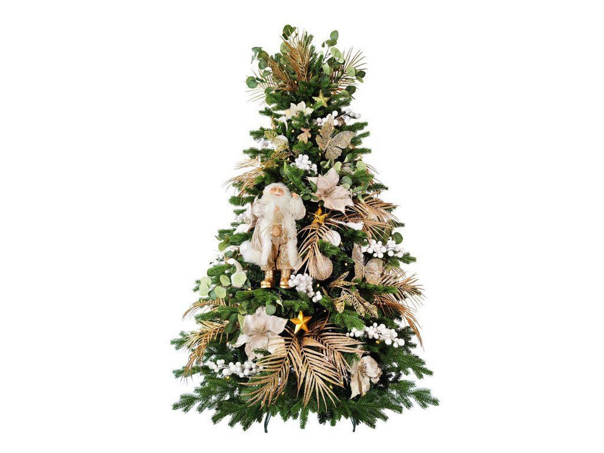 WEIHNACHTSBAUMSCHMUCK-SET CHAMPAGNEGLANZ 169-teilig, für Weihnachtsbäume 240–270 cm, inkl. Aufbewahrungsbox - Champagner/Goldfarben, Kunststoff/Textil (55/50/75cm) - LAALU