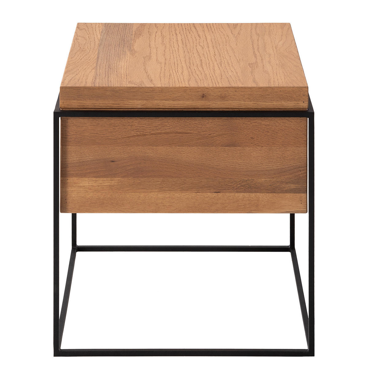 BEISTELLTISCH - Eiche massiv / Metall - Eichefarben, Holz/Metall (47/47/51cm) - home24