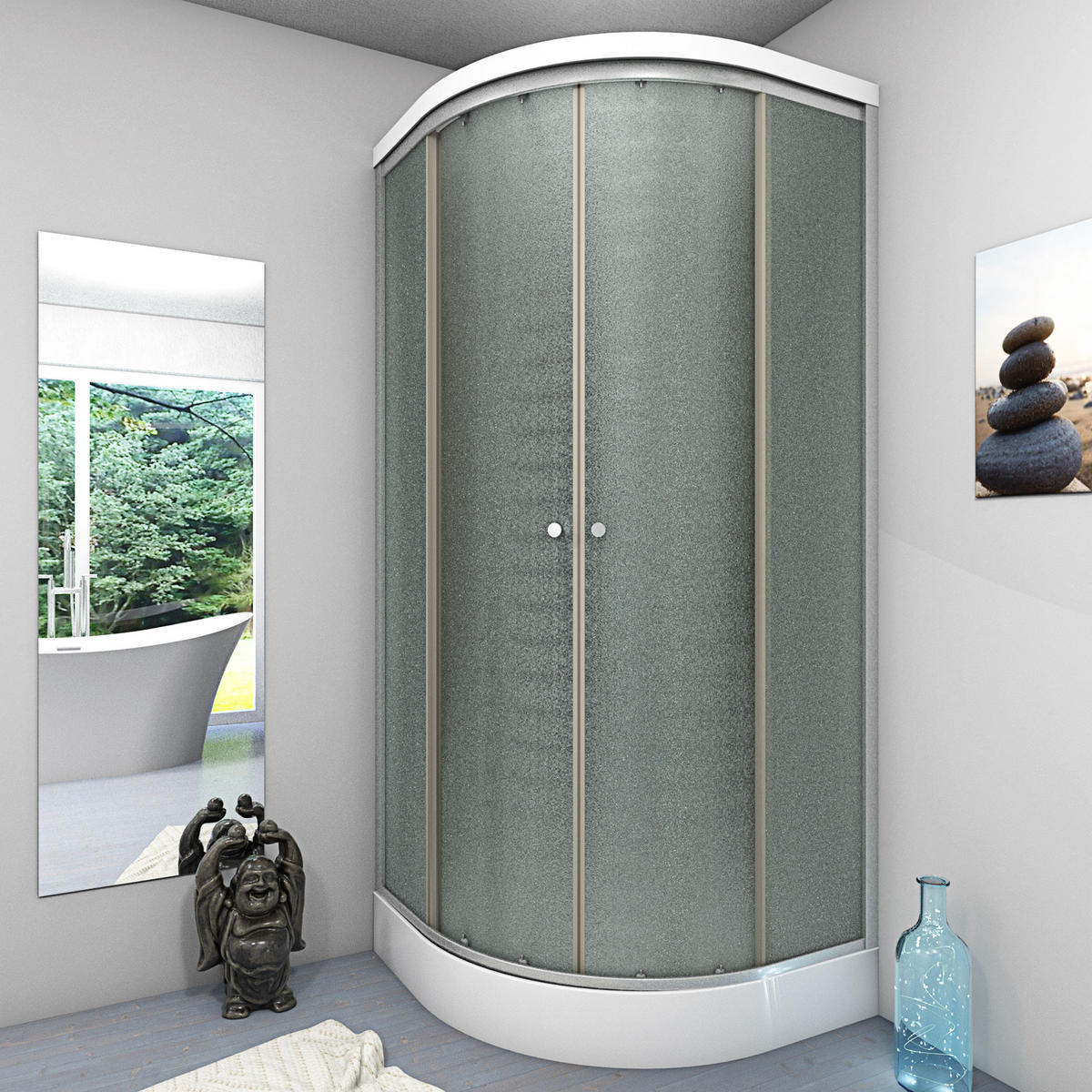 DUSCHE Fertigdusche D10-13M0-EC Schwarz 90x90 - Schwarz, Glas/Kunststoff (90/90/215cm) - AcquaVapore by Sandra Jentho