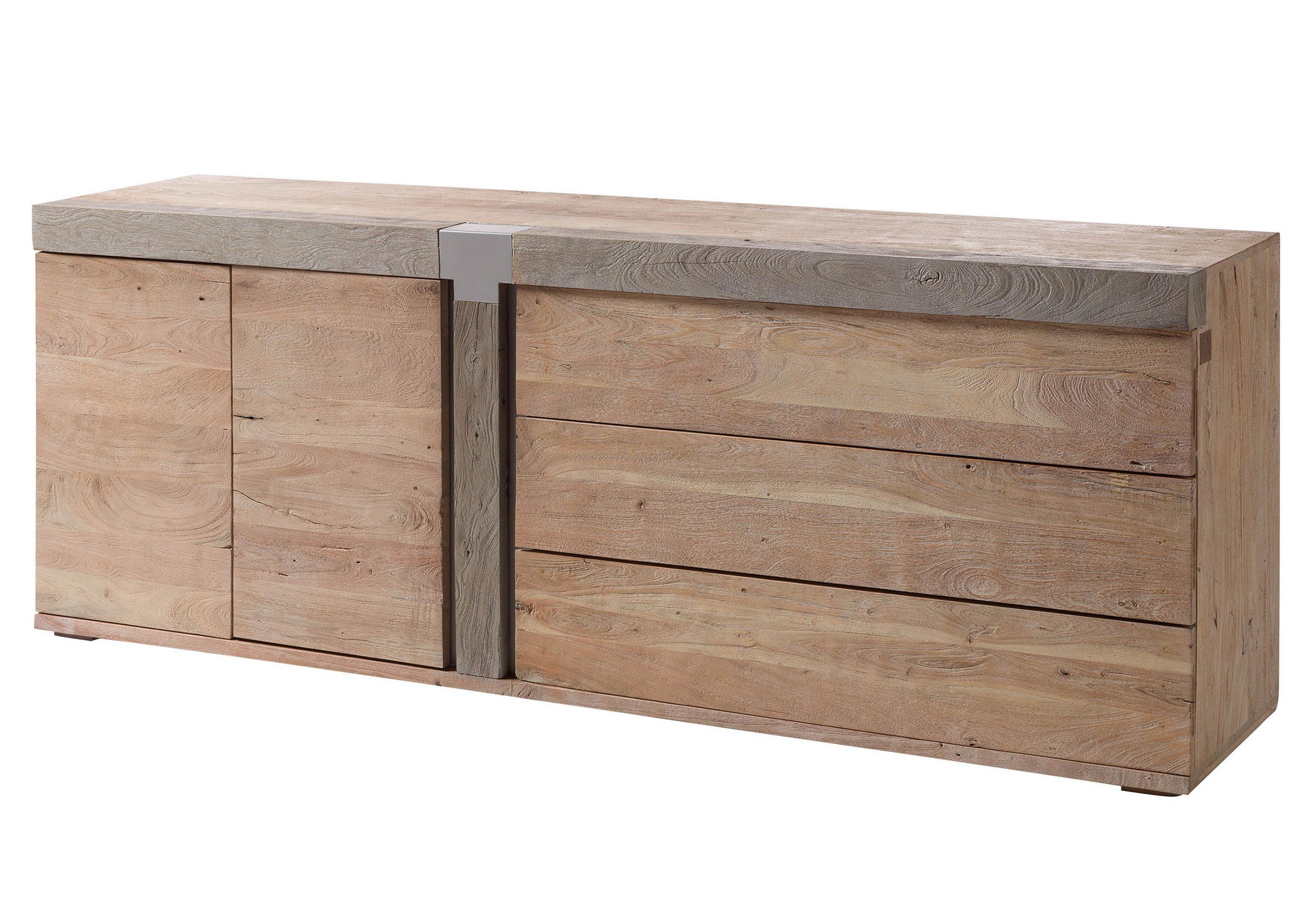 SIDEBOARD Akazie 200x45x75 beige lackiert Amsterdam #130 - Beige, Holz (200/75/45cm) - Massivmoebel24