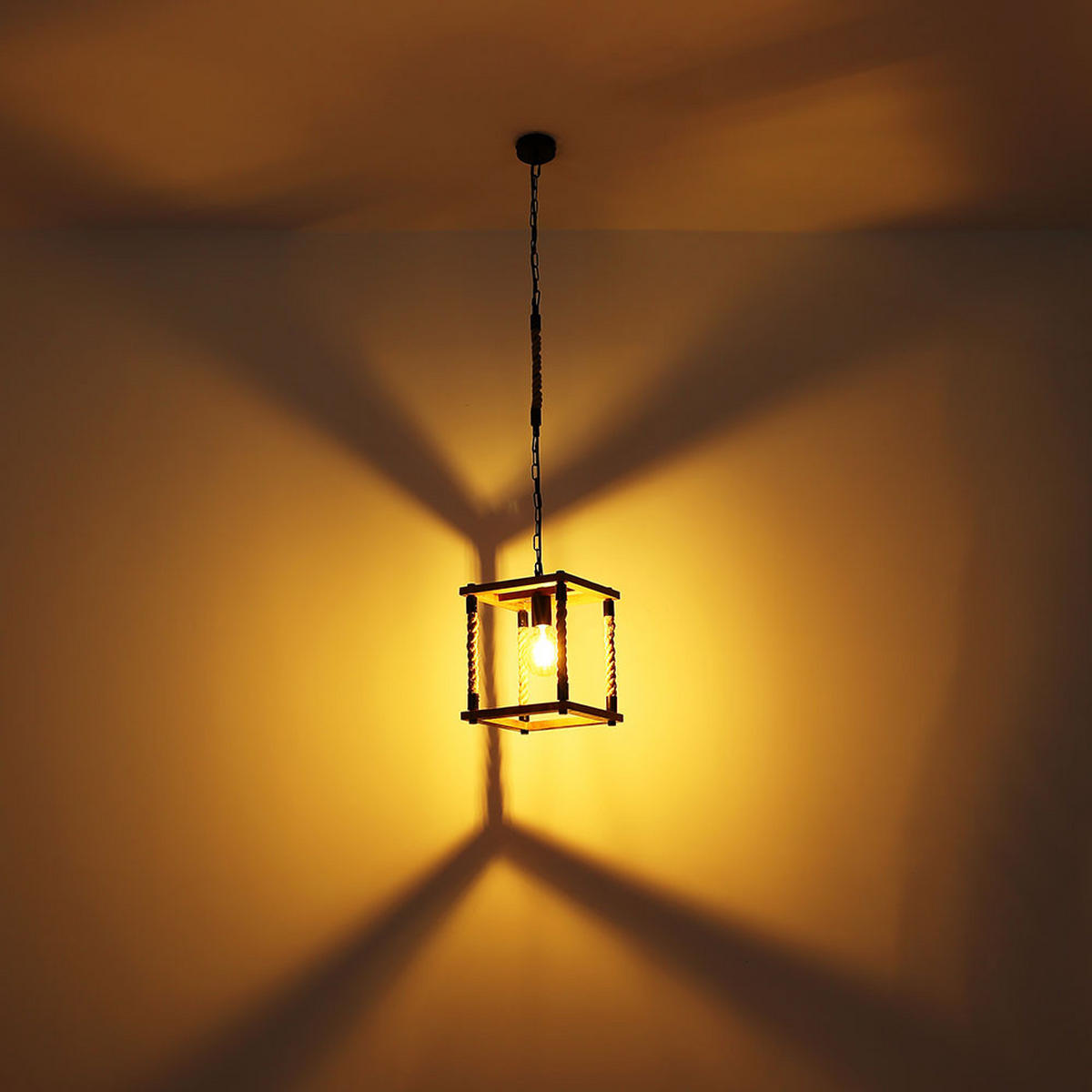 HÄNGELEUCHTE VERNON Holz Braun 2er Set - Braun, Holz (25/25/120cm) - Globo Lighting