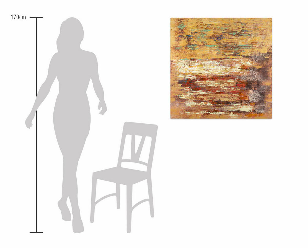 ÖLGEMÄLDE 80/80 cm - Braun, Holz/Textil (1.6/80cm) - KUNSTLOFT