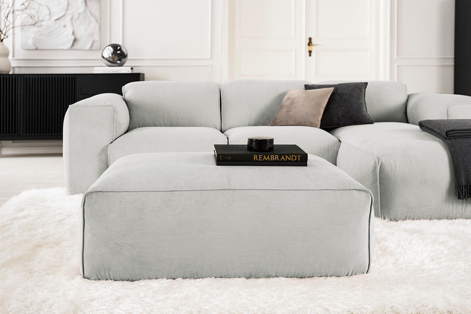 POLSTERHOCKER - Schwarz/Grau, Textil (81/38/100cm) - home24