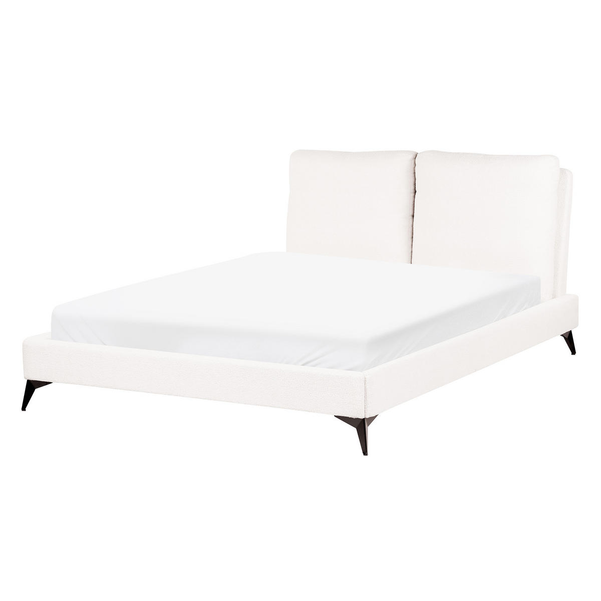 POLSTERBETT mit Lattenrost 140x200 cm Weiß Melle - Creme, Textil (140/200cm) - Beliani
