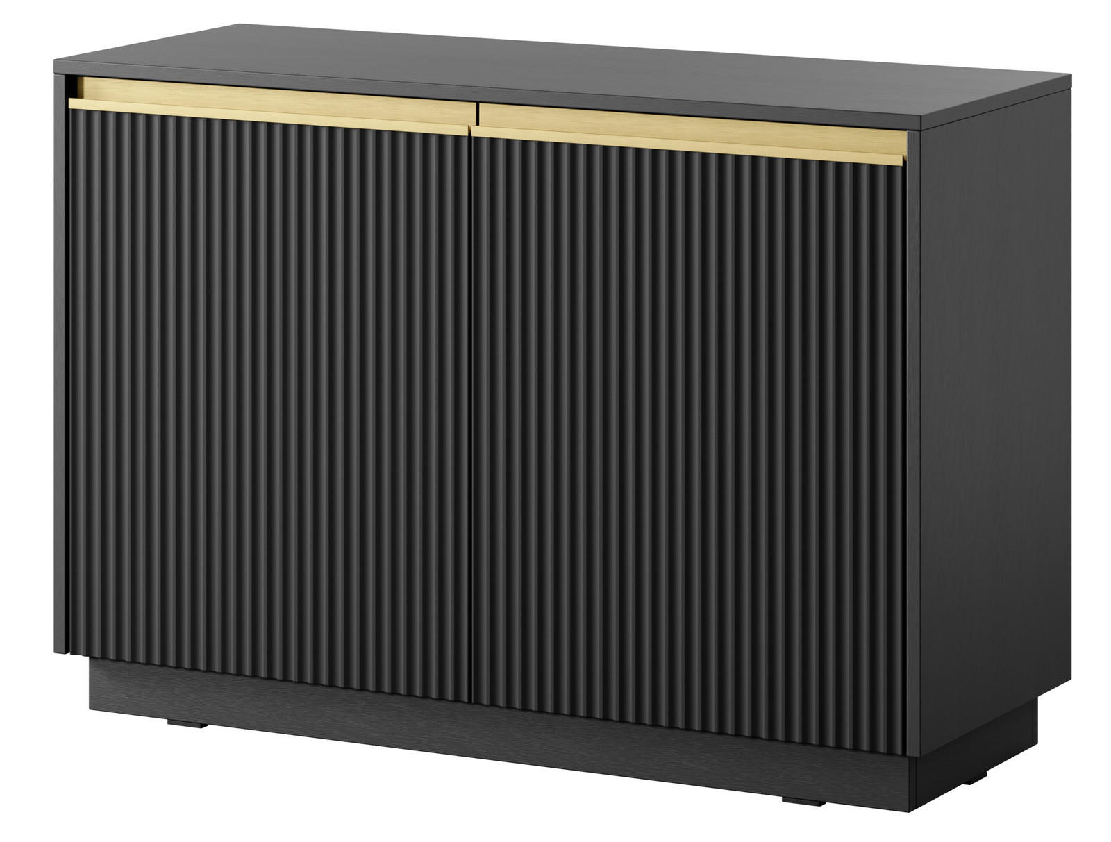 KOMMODE Loren 104 cm mit zwei Türen und geriffelten Fronten in Schwarz - Goldfarben/Schwarz, Holzwerkstoff/Metall (104/72/39cm) - Ravio