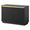 KOMMODE Loren 104 cm mit zwei Türen und geriffelten Fronten in Schwarz - Goldfarben/Schwarz, Holzwerkstoff/Metall (104/72/39cm) - Ravio