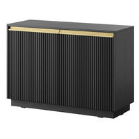 KOMMODE Loren 104 cm mit zwei Türen und geriffelten Fronten in Schwarz - Goldfarben/Schwarz, Holzwerkstoff/Metall (104/72/39cm) - Ravio