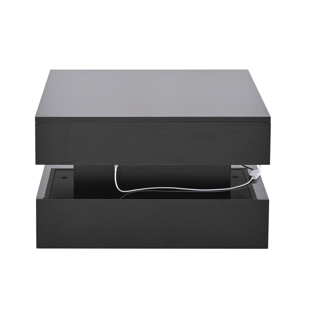 COUCHTISCH 65/65/38,5 cm in Schwarz, höhenverstellbar mit LED-Beleuchtung - Schwarz, Holzwerkstoff (65/65/38.5cm) - Flora Grace