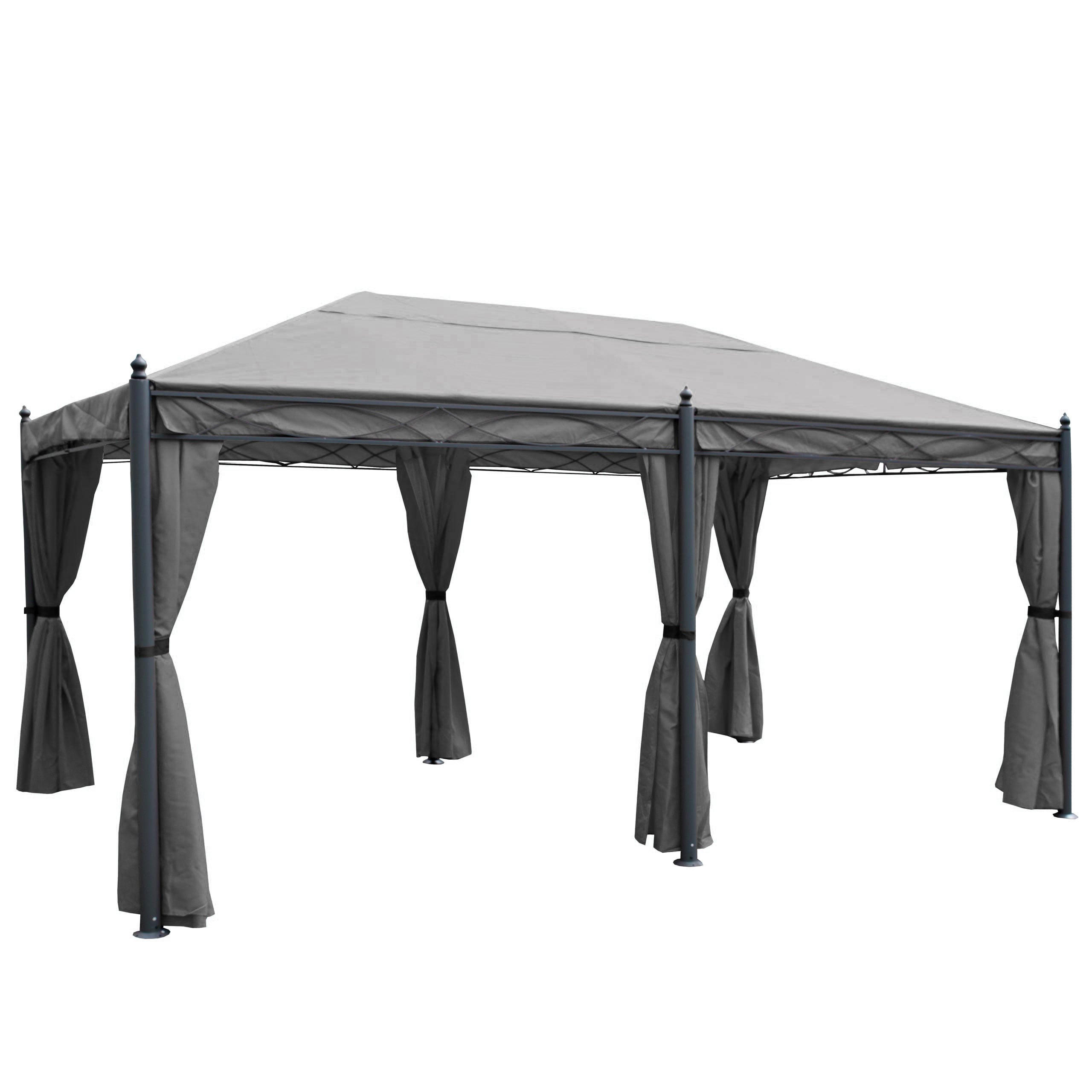 PERGOLA Cadiz 276x300x500cm Grau Seitenwand + Moskitonetz - Grau, Metall (300/276/500cm) - BERLINLODGE
