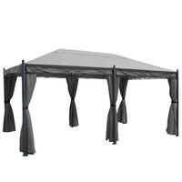 PERGOLA Cadiz 276x300x500cm Grau Seitenwand + Moskitonetz - Grau, Metall (300/276/500cm) - BERLINLODGE
