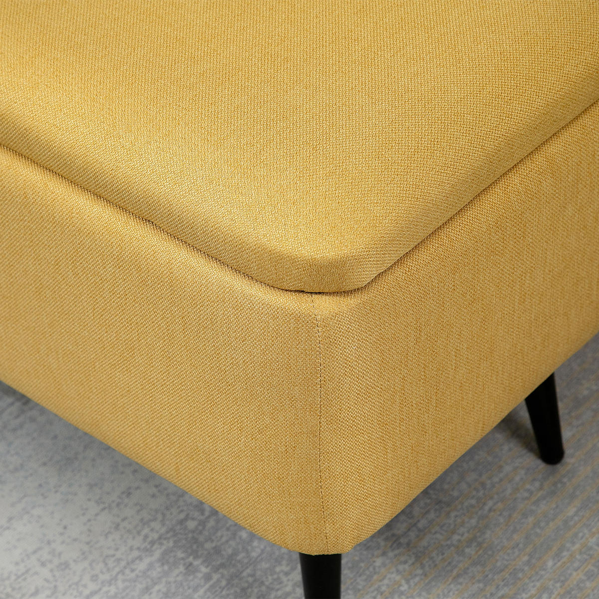 SITZBANK, Polsterbank mit Stauraum, Leinenoptik für Wohnzimmer, 101x38,5x44,5 cm - Gelb, Kunststoff (38.5/44.5/101cm) - HOMCOM