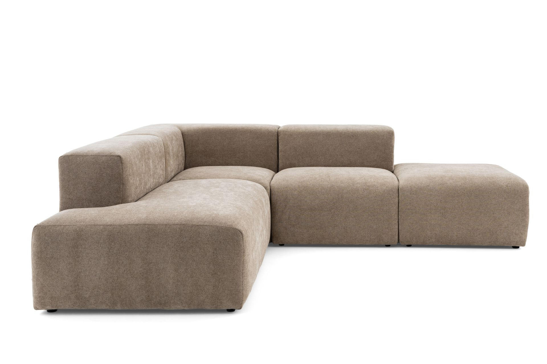 4-SITZER modulares Ecksofa HEAVEN SET 3 Links, Breite 270 cm Webstoff Braun - Schwarz/Braun, Holz/Kunststoff (245/270cm) - Muffo