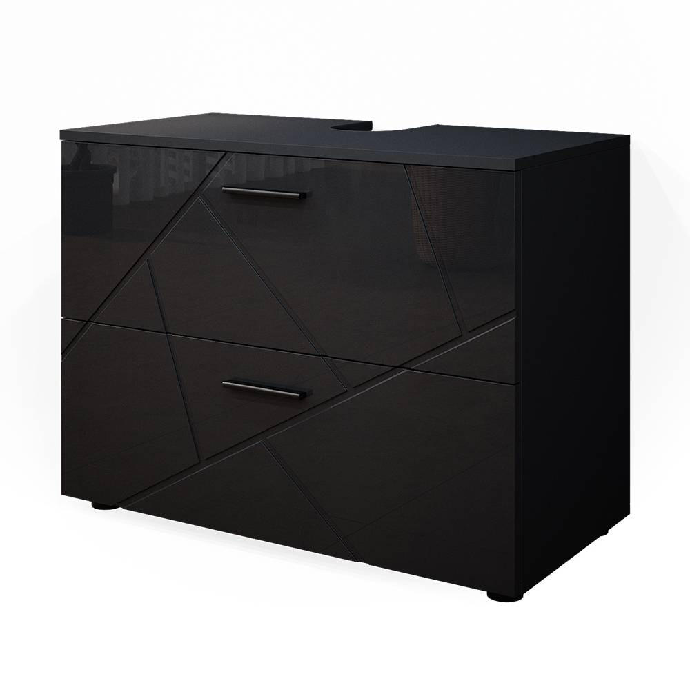 WASCHBECKENUNTERSCHRANK Irma Anthrazit Hochglanz 80 x 58.6 cm - Schwarz Hochglanz/Anthrazit, Holzwerkstoff (80/58.6/41cm) - Vicco