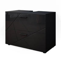 WASCHBECKENUNTERSCHRANK Irma Anthrazit Hochglanz 80 x 58.6 cm - Schwarz Hochglanz/Anthrazit, Holzwerkstoff (80/58.6/41cm) - Vicco