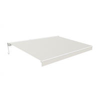HALBKASSETTENMARKISE Fazzio Struktur weiß - leinwand Beige 4x3m motorisierte - Premium-Leinwand 320g/m² - Beige, Metall (394/218/300cm) - Cazeboo