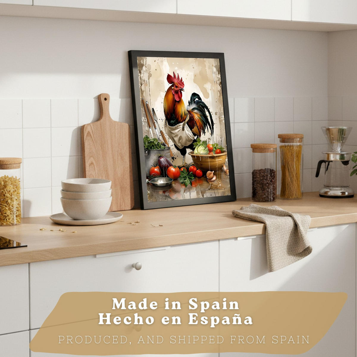 PLAKAT Sada 2 Animal Chef A4 Černý rám - černá, papír (29.7/1/21cm) - Nacnic