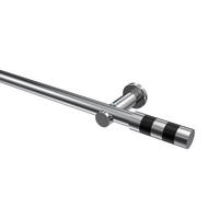 GARDINENSTANGEN-SET Platon Mavell 200 cm, 1-läufig (ohne Ringe), 20 mm Ø Chrom - Chromfarben/Schwarz, Metall (200cm) - INTERDECO