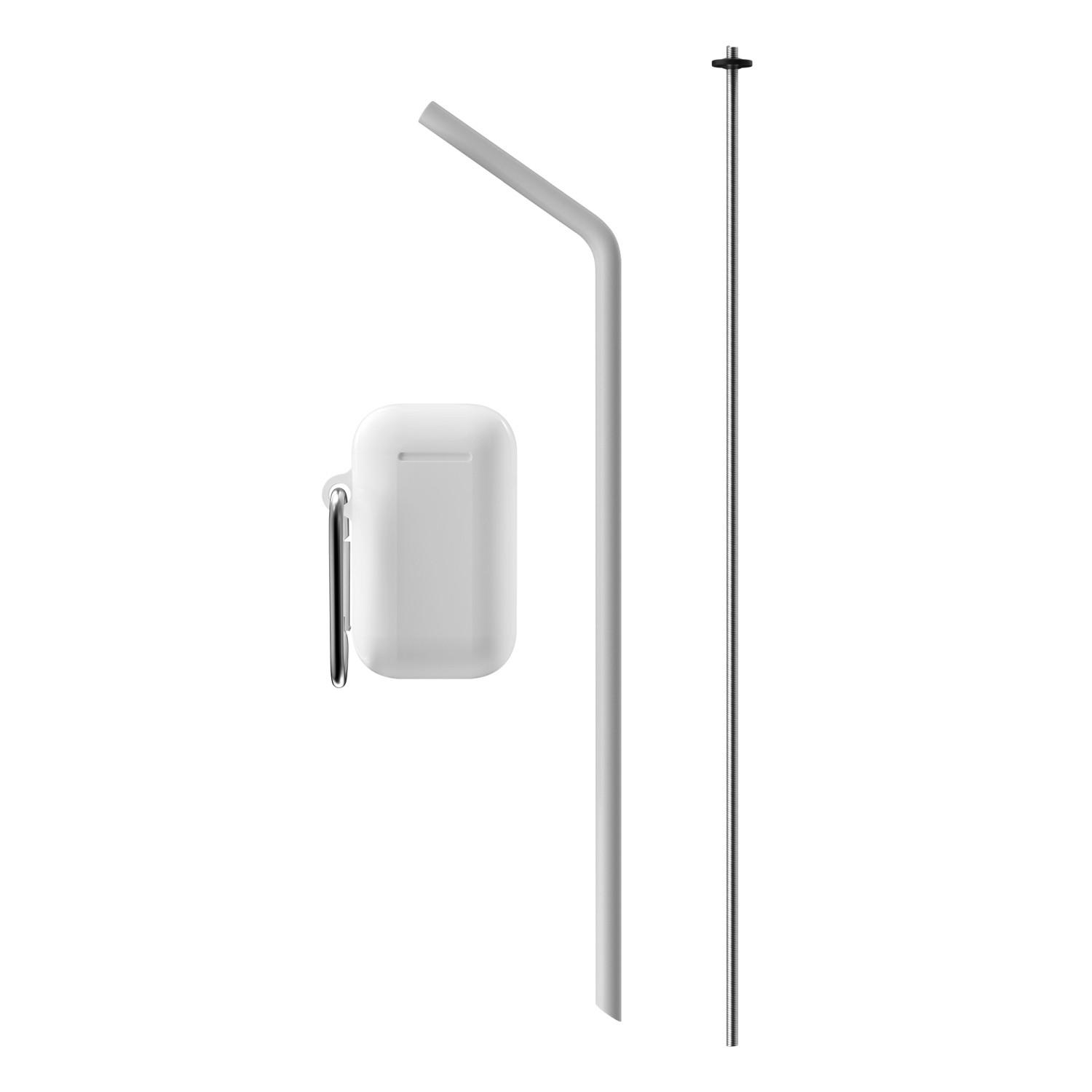 STROHHALME mit Reinigungsbürste und Aufbewahrungsbox - Grau, Kunststoff (1/5.6cm) - Intirilife