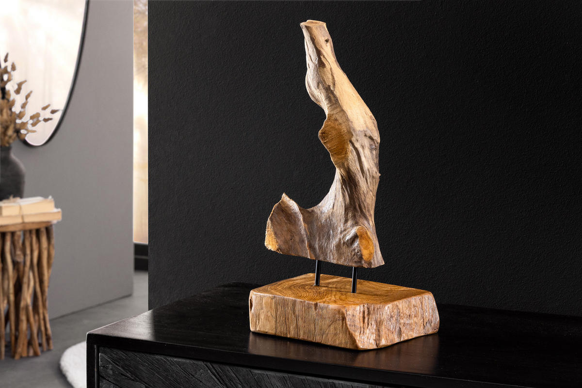 DEKOFIGUR FLAME Teakholz Natur 40 cm - Braun, Holz (20/40/15cm) - riess-ambiente