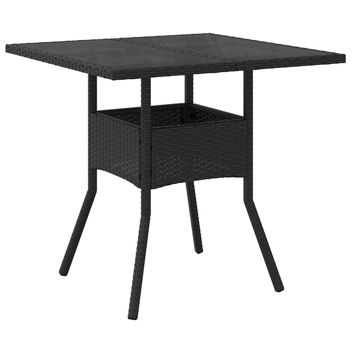 GARTEN-ESSGRUPPE 3-teilig Mit Kissen Schwarz Poly Rattan Glas - Schwarz, Kunststoff - vidaXL