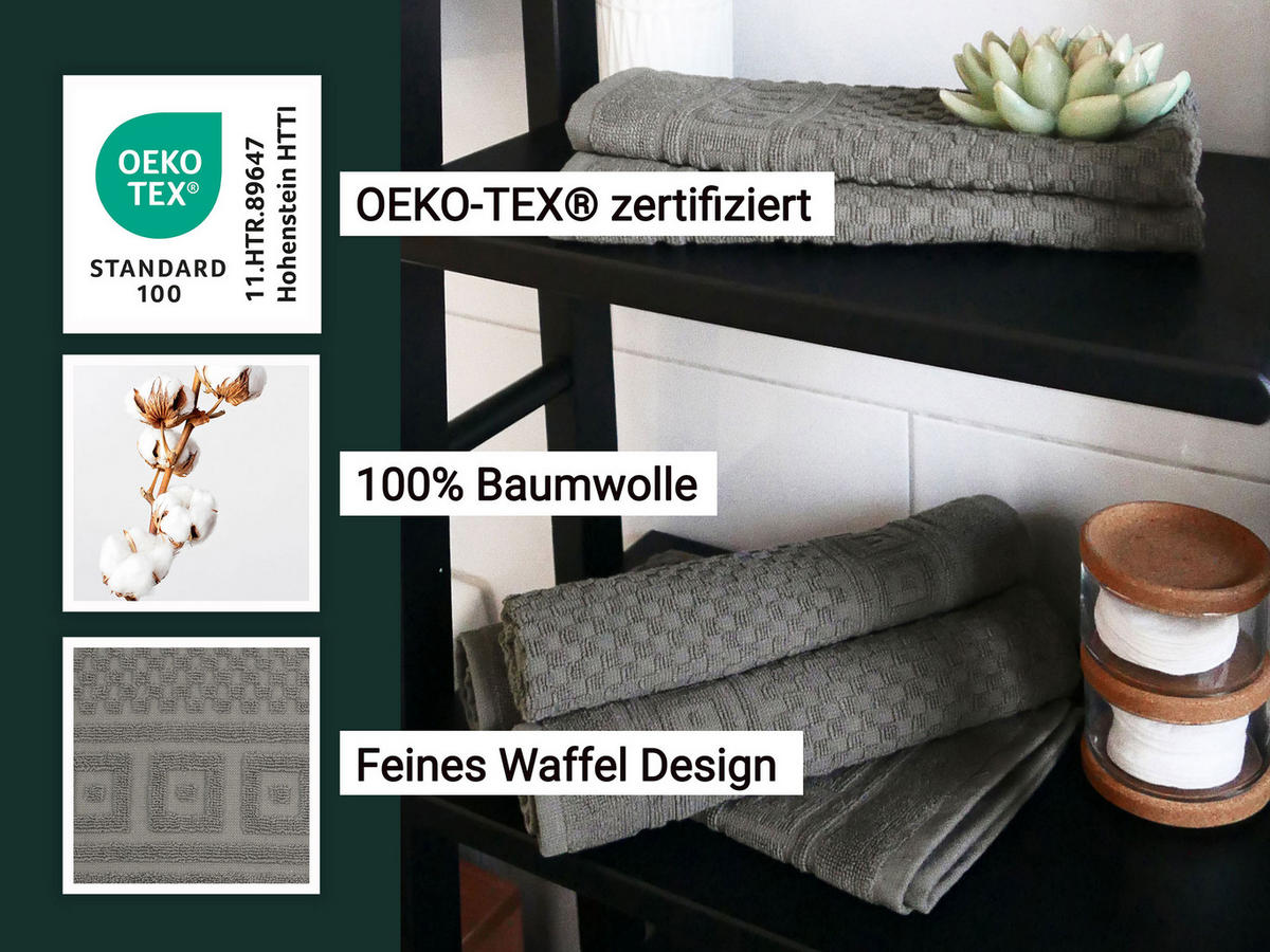 GÄSTETÜCHER, 10er-Set, 30x50 cm, 100% Baumwolle, Grau - Anthrazit, Textil (30/50cm) - Zollner