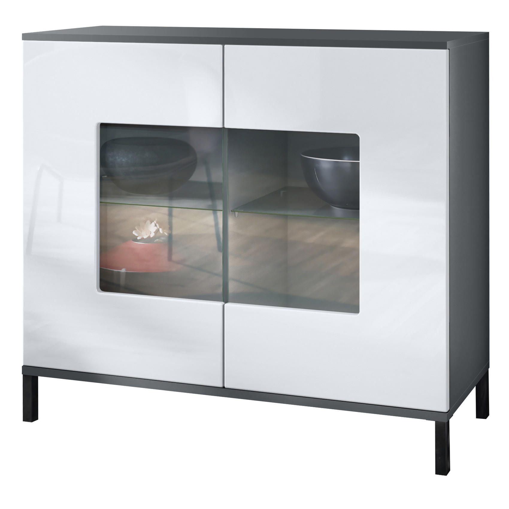 Vladon Kommode Weiß Hochglanz 92.5x83.5x35 cm