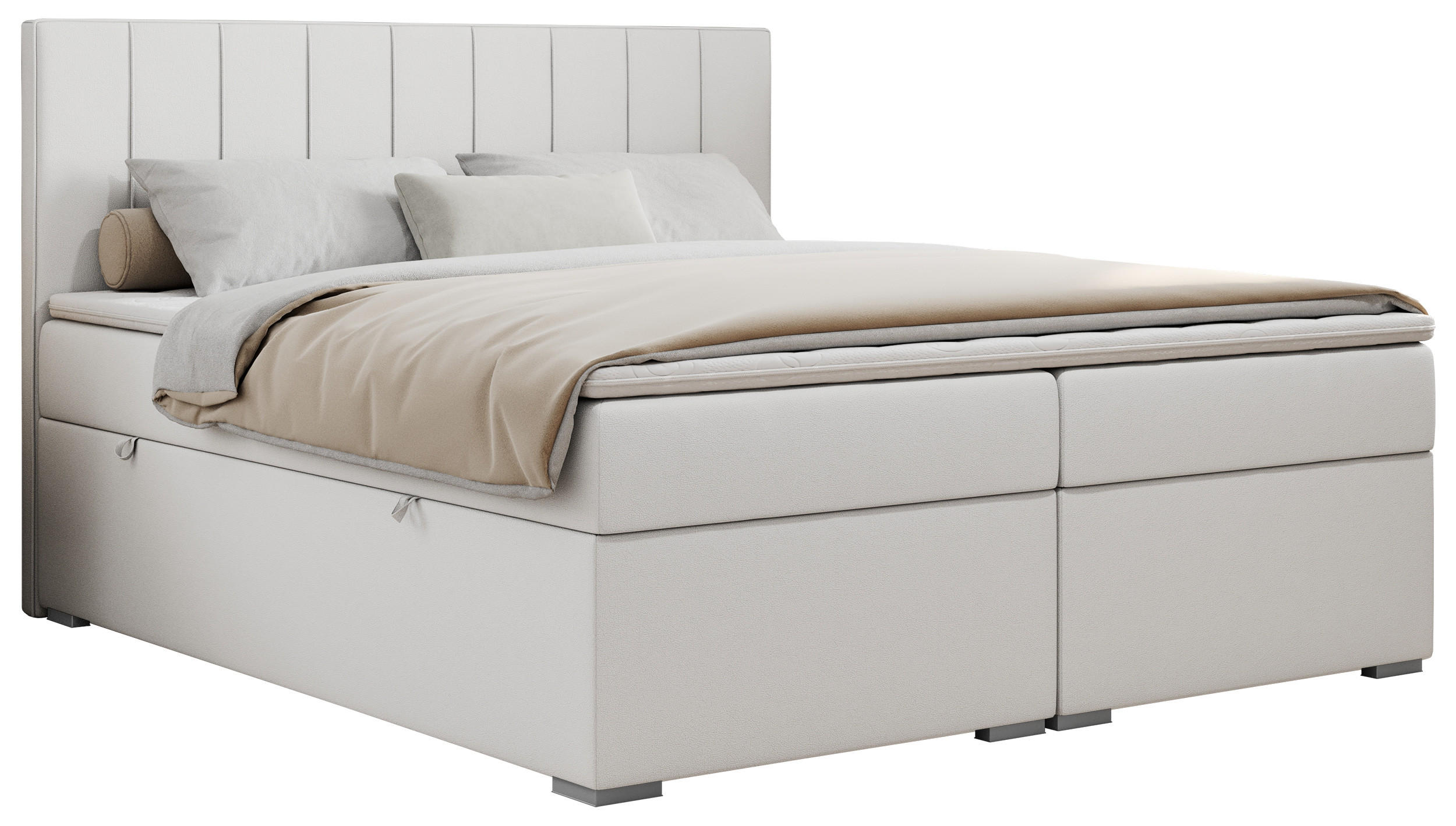 BOXBETT ALLY 200/200 Weiß Kunstleder - H4 - Weiß, Holz/Textil (200/200cm) - MKS
