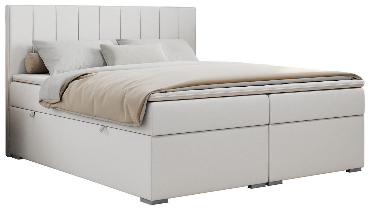 BOXBETT ALLY 200/200 Weiß Kunstleder - H4 - Weiß, Holz/Textil (200/200cm) - MKS