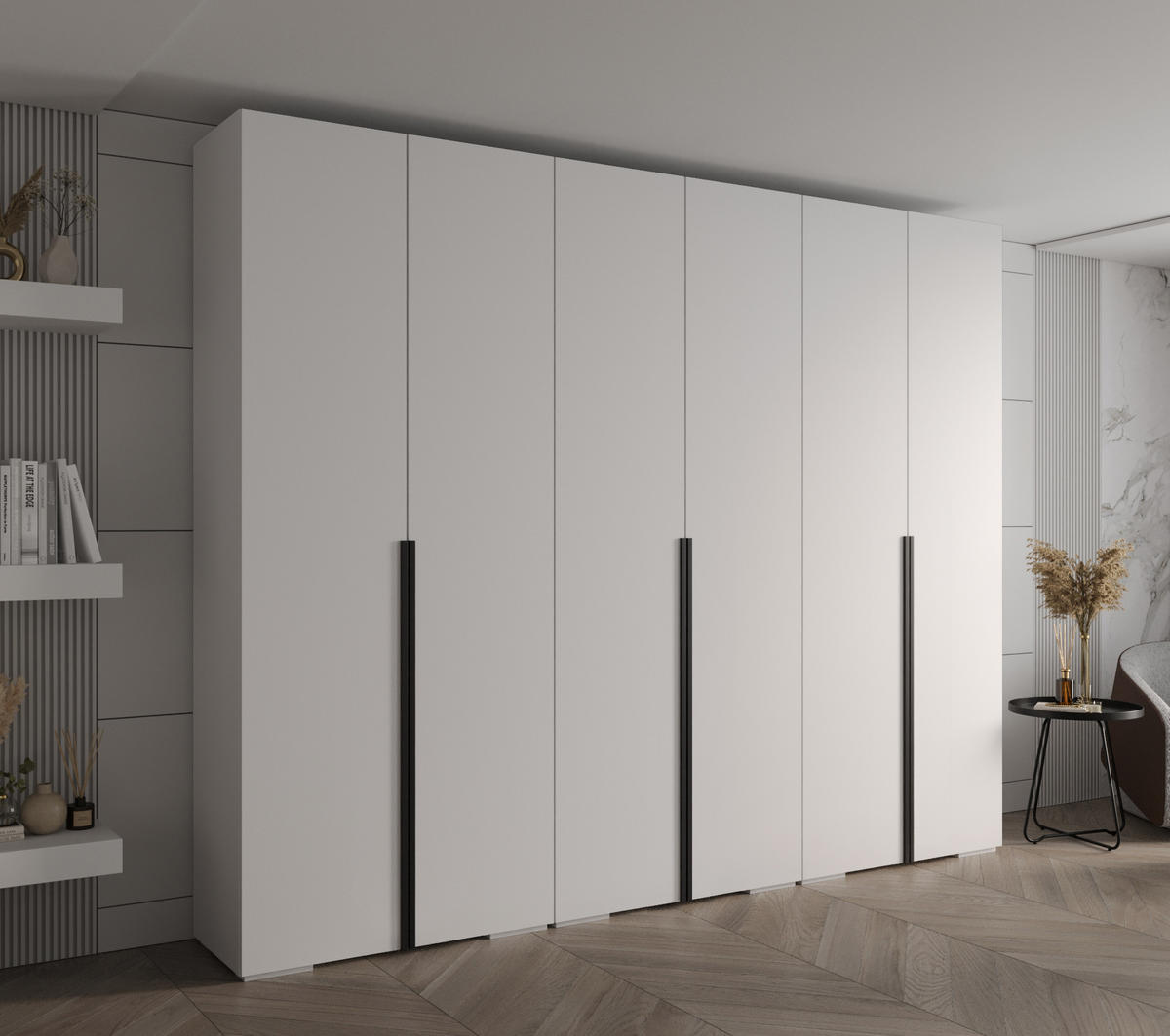 DREHTÜRENSCHRANK 236.7/300/47 6-türig - Schwarz/Weiß, Holz/Metall (300/236.7/47cm) - MÖBEL KRYSPOL