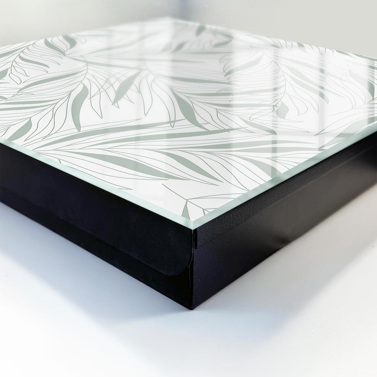 SCHLÜSSELBOX Schwarz 30x30 cm- Türöffnung nach rechts - Blättermuster - Grau, Metall (30/30/5cm) - TULUP