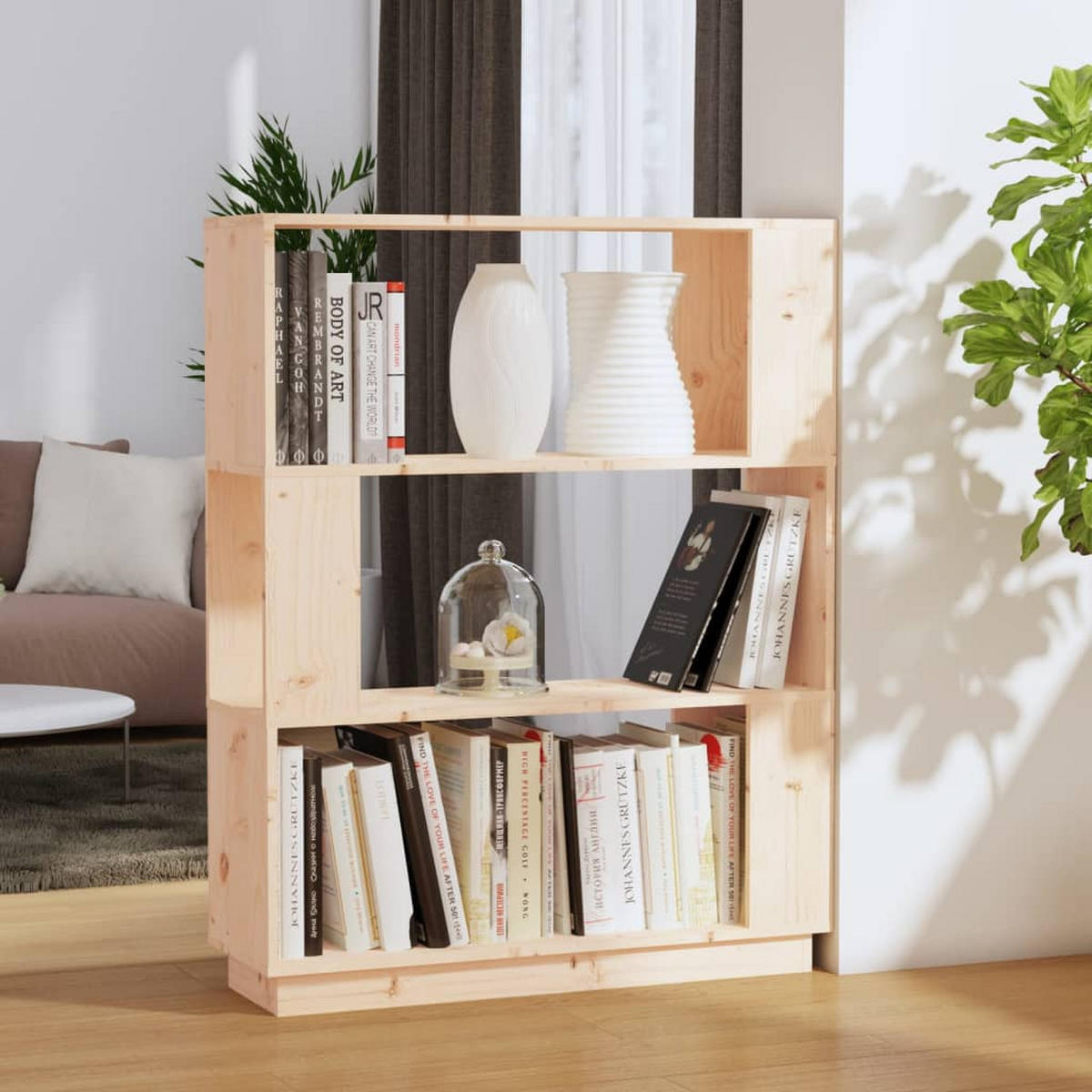 BÜCHERREGAL/RAUMTEILER 80x25x101 cm Massivholz Kiefer - Braun, Holz (80/101/25cm) - furnicato