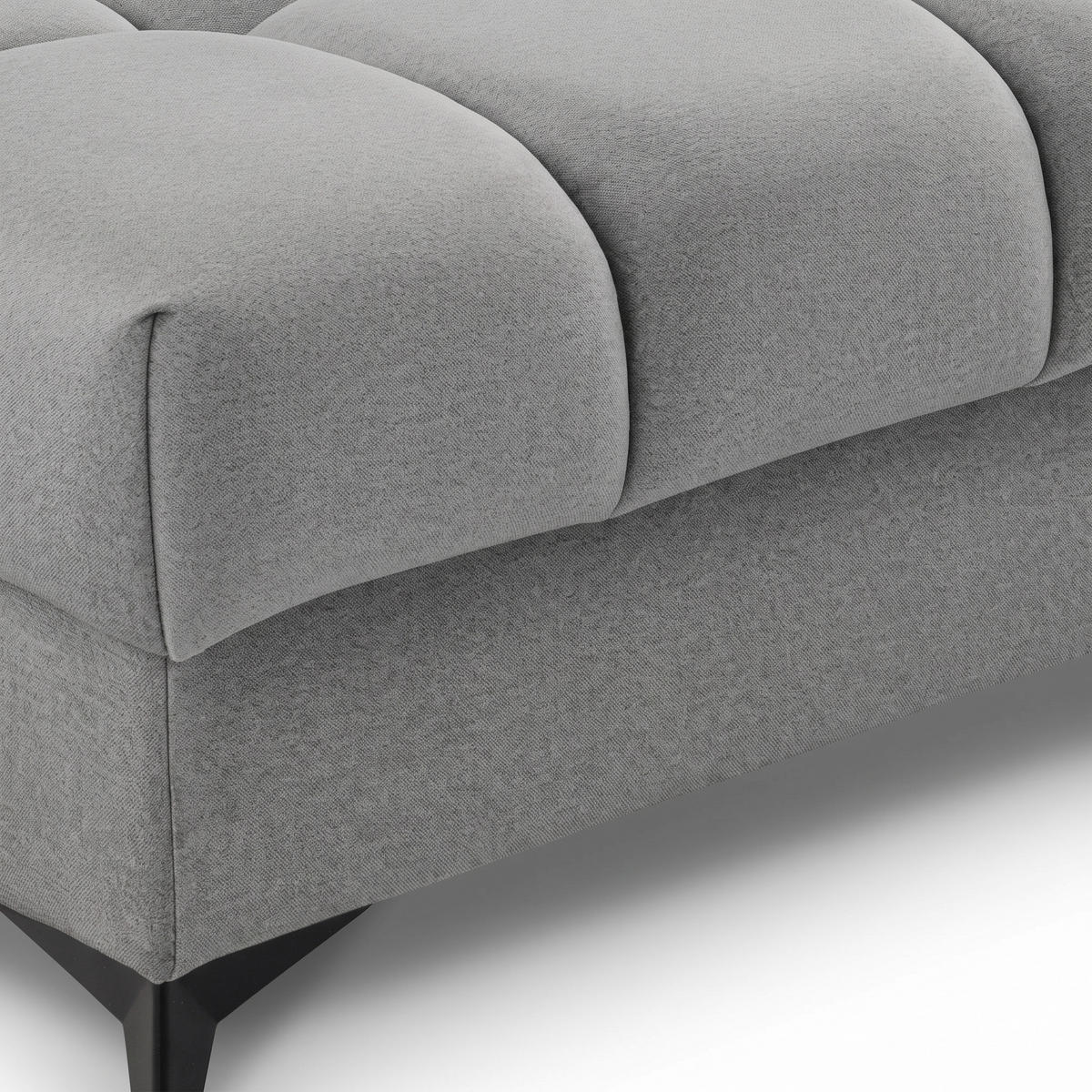 ECKSOFA PUDDING L Links mit Schlaffunktion 125x195 Velours Grau - Schwarz/Grau, Holz/Textil (203/275cm) - Muffo