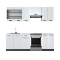 KÜCHENZEILE Fame-Line Weiß Landhaus/Anthrazit 240 cm, AP Marmor - Anthrazit/Creme, Holzwerkstoff (240/81.6/60cm) - Vicco