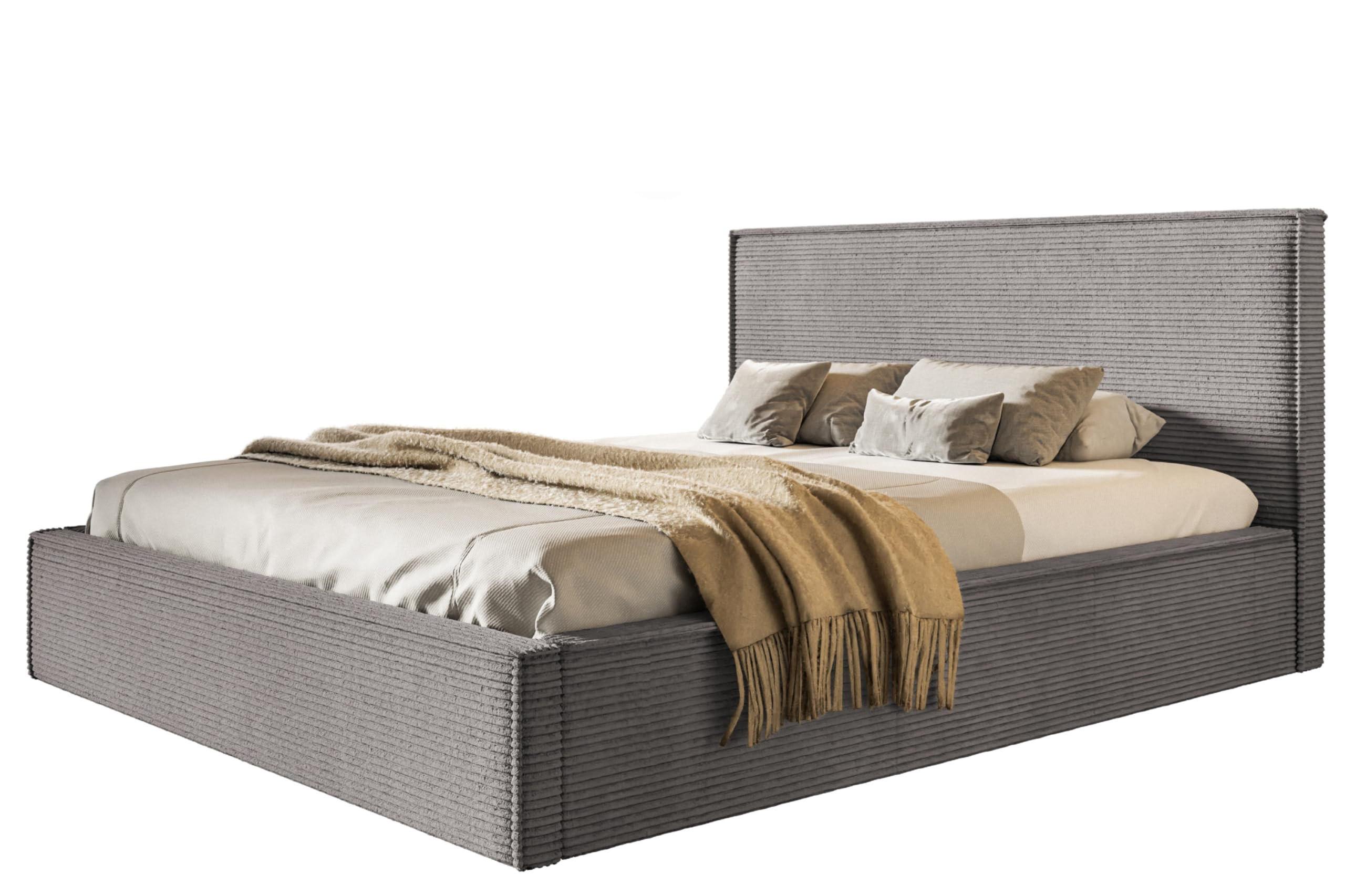 BETT 120x200 - Polsterbett mit Bettkasten und Holzrahmen - Modern Betten - Hochwertiger Poso-Stoff - Kollektion Milano - Grau - Dunkelgrau, Holz/Textil (120/200cm) - Alpi-Möbel