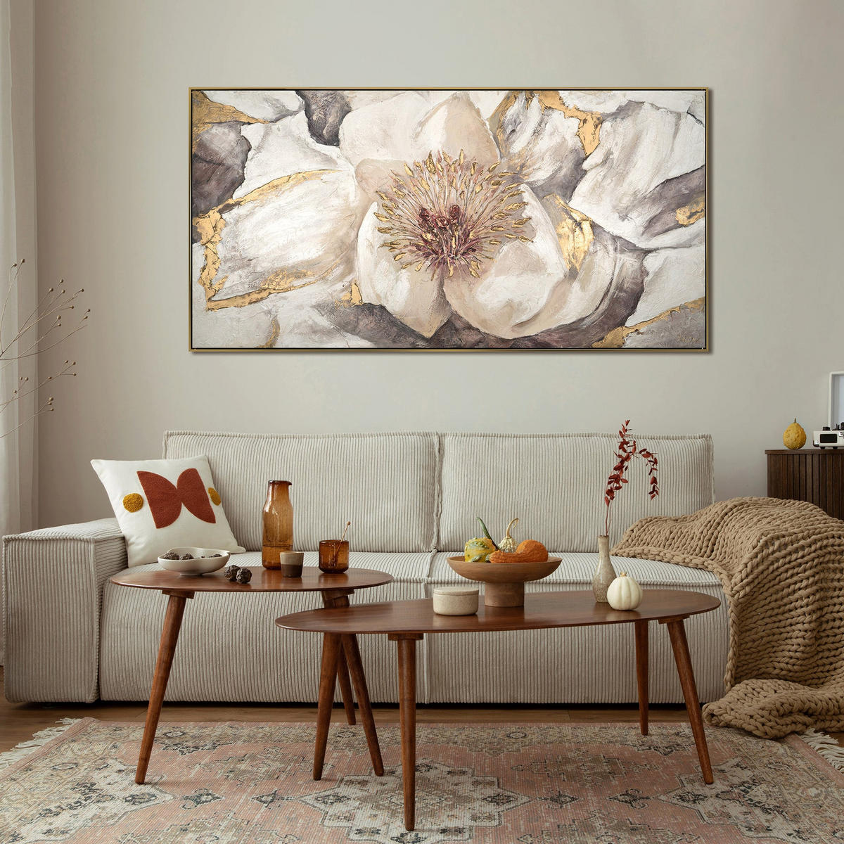 GEMÄLDE Malve Schattenfugenrahmen Grau 200x100 cm - Grau, Holz (200/100cm) - YS-art gallery