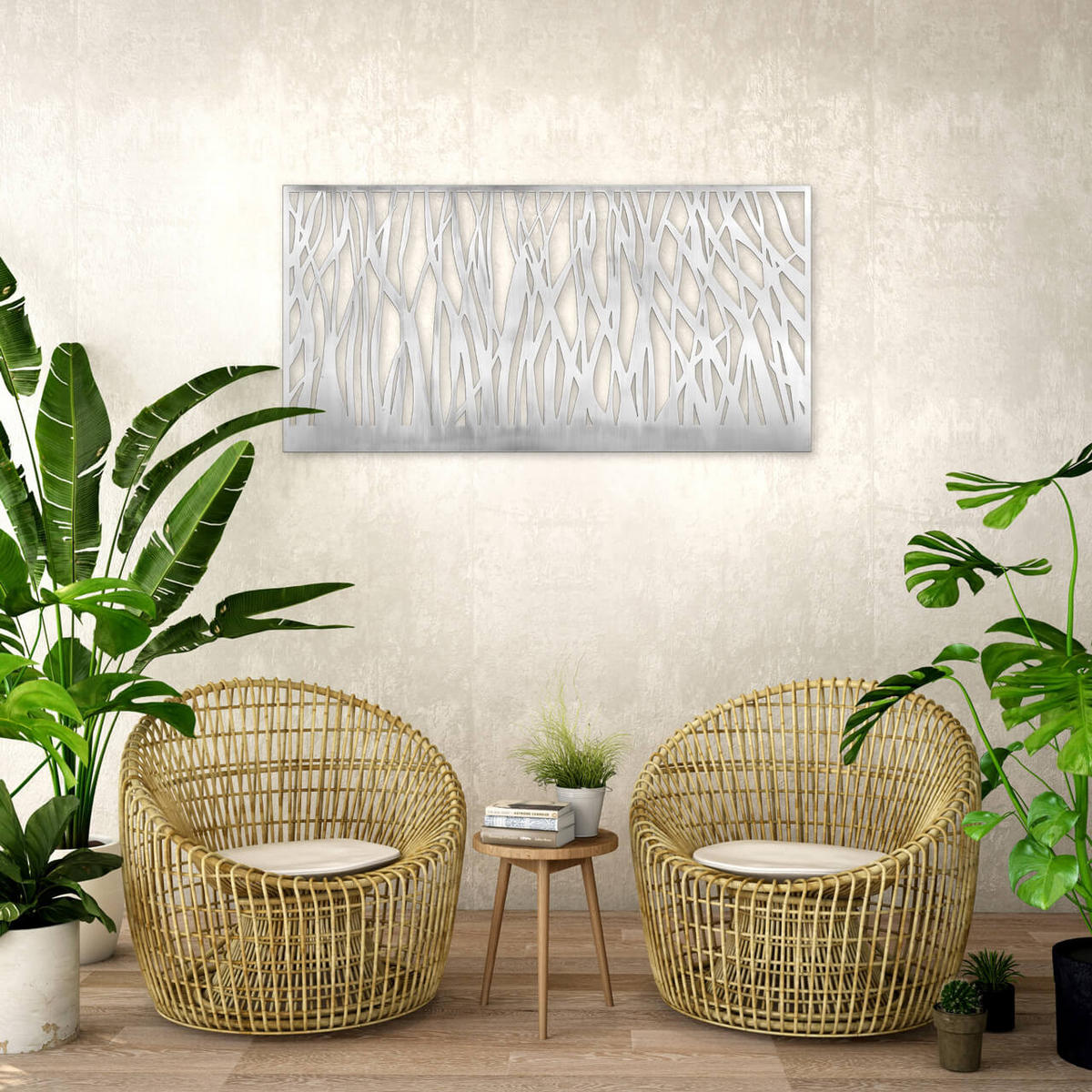 WANDDEKO Silber 120/60 cm - Silberfarben, Metall (6/60/3cm) - KUNSTLOFT