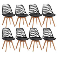 ESSZIMMERSTUHL 8er-Set mit Netzrückenlehne und Buchenholzbeinen Schwarz - Schwarz, Kunststoff (41/82.5/41cm)
