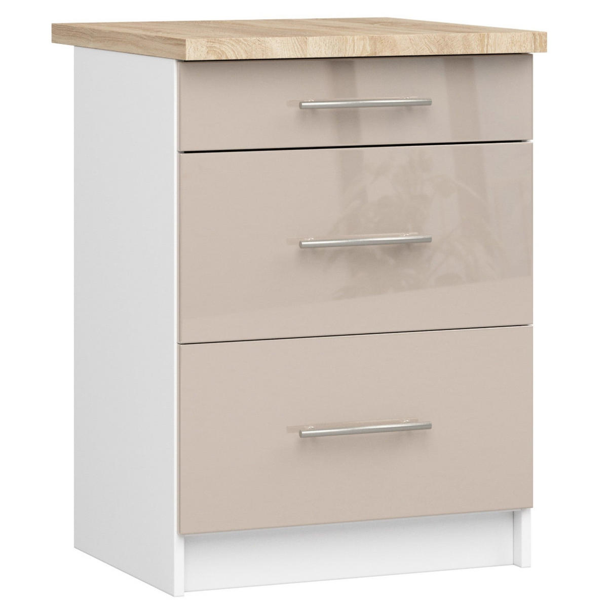 UNTERSCHRANK Weiß, Cappuccino Glanz 85/60/46 - Weiß/Cappuccino, Holzwerkstoff (60/85/46cm) - RAUMHIRSCH FURNITURE