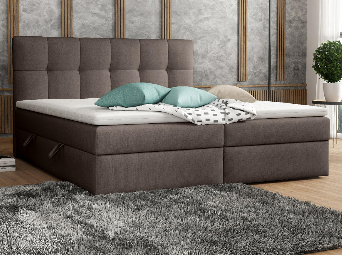 BOXBETT Doppelbett Corino Braun 160x200 cm - Braun, Naturmaterialien (160/200cm)